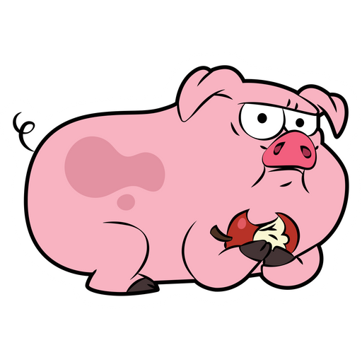 here is a Gravity Falls Waddles Eating Apple Sticker from the Gravity Falls collection for sticker mania