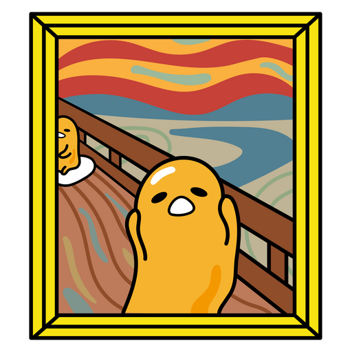 here is a Gudetama in Munch's Painting Scream Sticker from the Gudetama collection for sticker mania