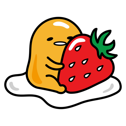 here is a Gudetama with Strawberry Sticker from the Gudetama collection for sticker mania