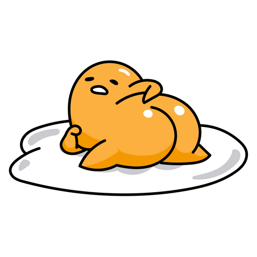 here is a Gudetama Turned Around Sticker from the Gudetama collection for sticker mania