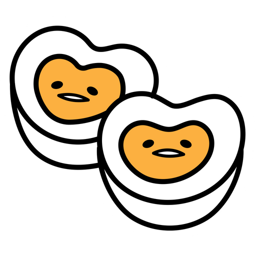 here is a Gudetama in Two Halves Sticker from the Gudetama collection for sticker mania