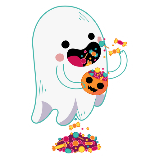 here is a Cute Ghost with Candy from the Halloween collection for sticker mania