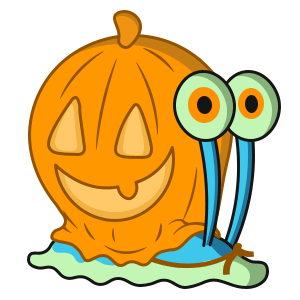 cool and cute Halloween SpongeBob Gary with Pumpkin for stickermania