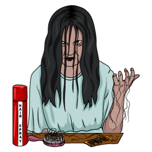 here is a The Ring Samara Morgan Puzzled by Hair from the Halloween collection for sticker mania