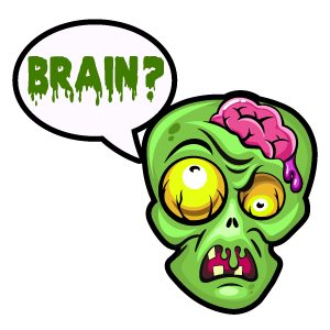 cool and cute Zombie Asks About the Brain for stickermania