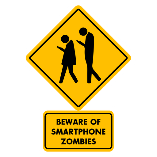Beware of Smartphone Zombies Road Sign Sticker