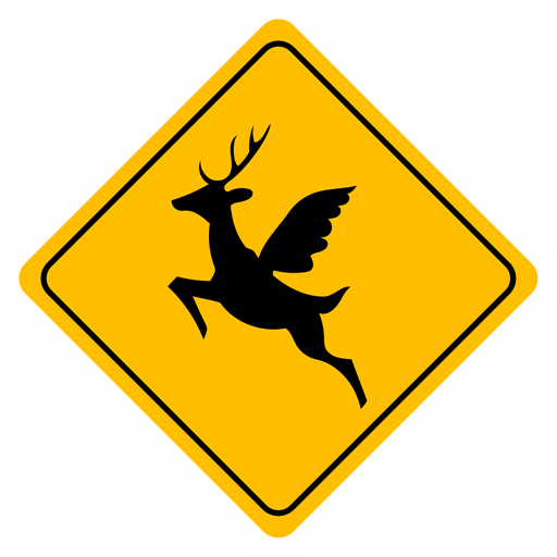 Flying Deer Road Sign Sticker