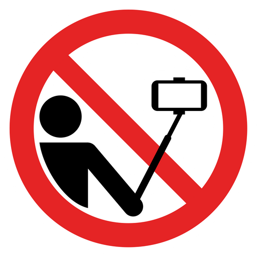 here is a Selfie Stick is Prohibited Sign Sticker from the Hilarious Road Signs collection for sticker mania