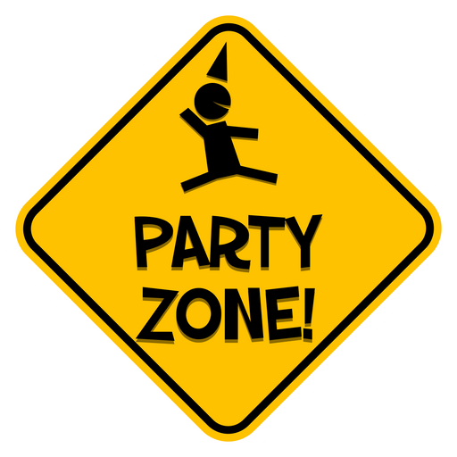 here is a Party Zone Road Sign Sticker from the Hilarious Road Signs collection for sticker mania