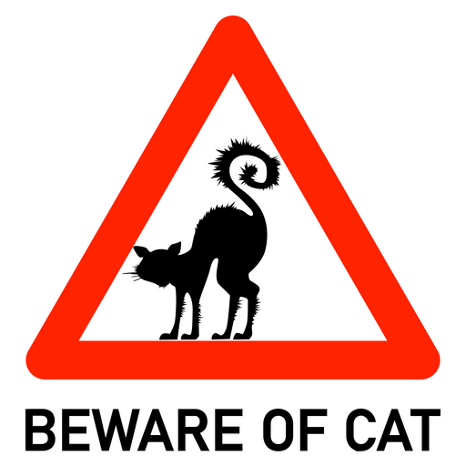 here is a Warning Sign Beware of Cat Sticker from the Hilarious Road Signs collection for sticker mania