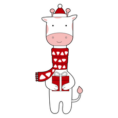 Christmas Giraffe Sticker