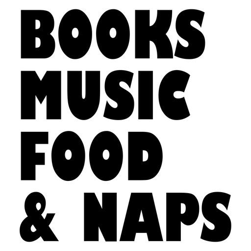 here is a Book Music Food and Naps Sticker from the Inscriptions and Phrases collection for sticker mania