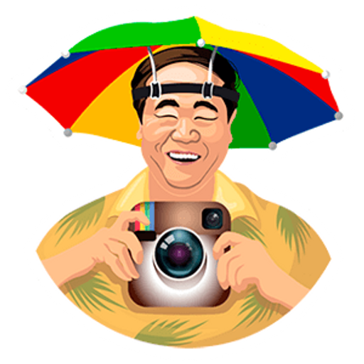 Tourist Holding Instagram Camera Sticker