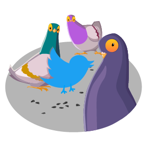cool and cute Twitter Bird with Pigeons for stickermania