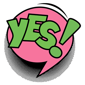 cool and cute Comic Speech Bubble Yes for stickermania