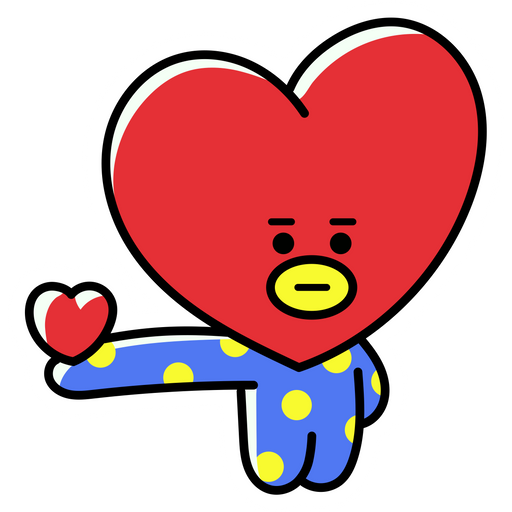 here is a BTS BT21 Tata Holds a Heart Sticker from the K-Pop collection for sticker mania