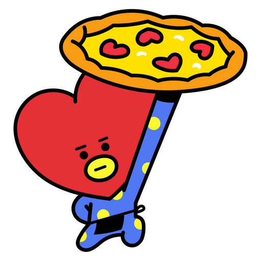 here is a BTS BT21 Tata with Pizza Sticker from the K-Pop collection for sticker mania