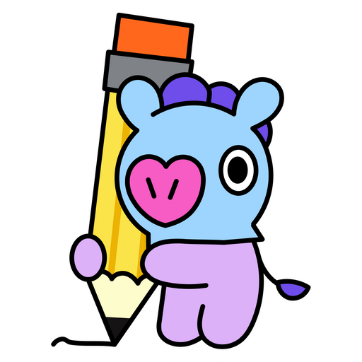 here is a BTS BT21 Mang with Pencil Sticker from the K-Pop collection for sticker mania