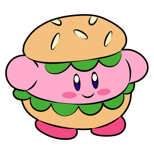 here is a Kirby Burger Sticker from the Kirby collection for sticker mania