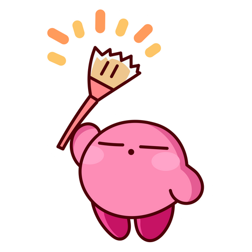 here is a Kirby Cleaning Sticker from the Kirby collection for sticker mania