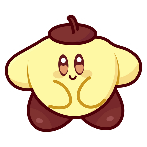 here is a Kirby Sanrio Pompompurin Sticker from the Kirby collection for sticker mania