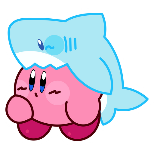 here is a Kirby Shark Sticker from the Kirby collection for sticker mania