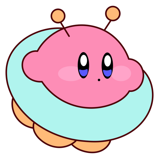 here is a Kirby UFO Sticker from the Kirby collection for sticker mania