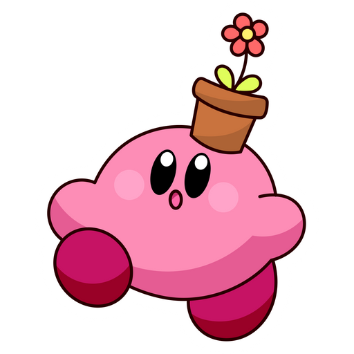 here is a Kirby Vase on the Head Sticker from the Kirby collection for sticker mania