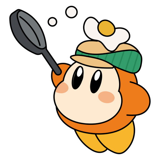 here is a Kirby Waddle Dee Cooking Sticker from the Kirby collection for sticker mania