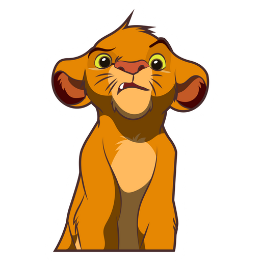 here is a Simba Doesn't Understand Sticker from the The Lion King collection for sticker mania