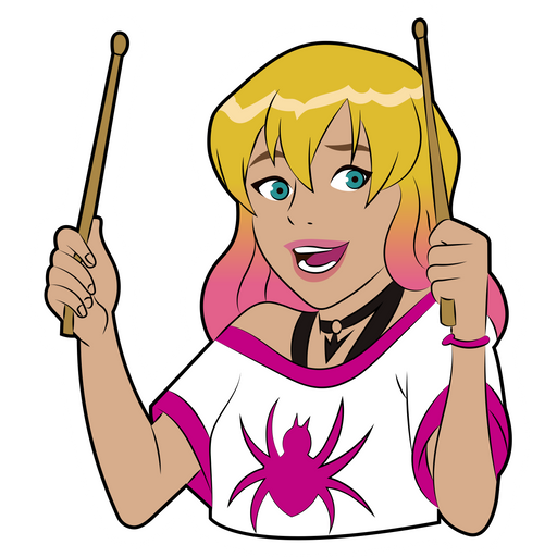 here is a Secret Warriors Gwen Stacy Drumming Sticker from the Marvel collection for sticker mania