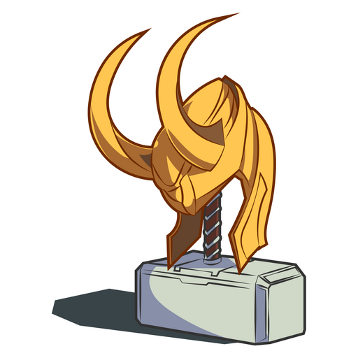 here is a Thor's Mjolnir and Loki's Golden-Horned Helmet Sticker from the Marvel collection for sticker mania