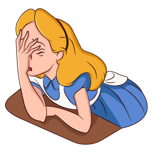 cool and cute Facepalm Alice in Wonderland Meme Sticker for stickermania