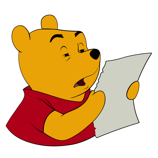 Pooh Squints at Paper Meme Sticker