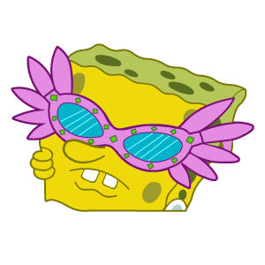 cool and cute SpongeBob Pink Glasses Meme Sticker for stickermania