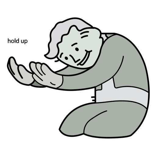 here is a Vault Boy Hold Up Meme Sticker from the Memes collection for sticker mania