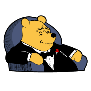 here is a Tuxedo Winnie the Pooh Meme Sticker from the Memes collection for sticker mania