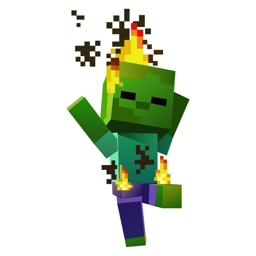 here is a Minecraft Burning Baby Zombie Sticker from the Minecraft collection for sticker mania