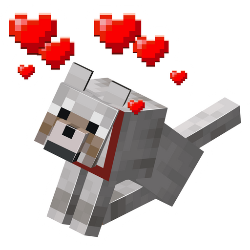 Minecraft Dog with Hearts Sticker