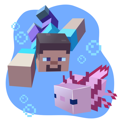 Minecraft Steve and Axolotl Sticker