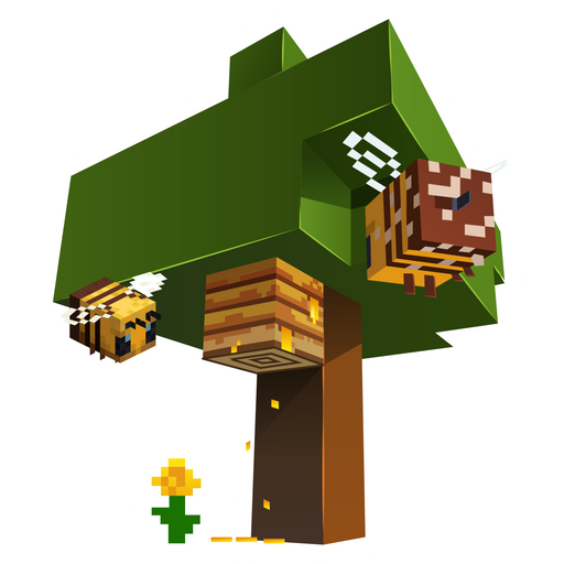 Minecraft Tree and Bees Sticker
