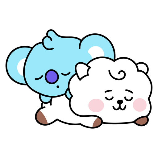 here is a BT21 Koya and RJ Sleeping Sticker from the K-Pop collection for sticker mania