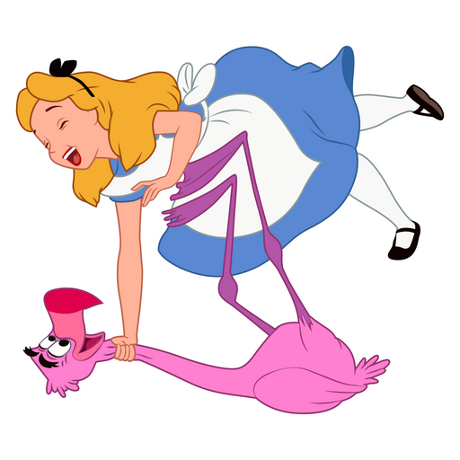 Alice in Wonderland with Flamingo Sticker - Sticker Mania