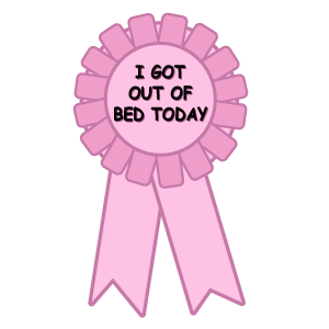 here is a Award Badge I Got Out Of Bed Today Sticker from the Noob Pack collection for sticker mania