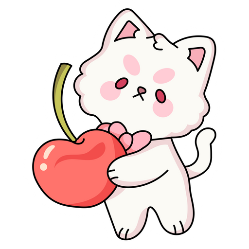 Cute Cat with Cherry Sticker
