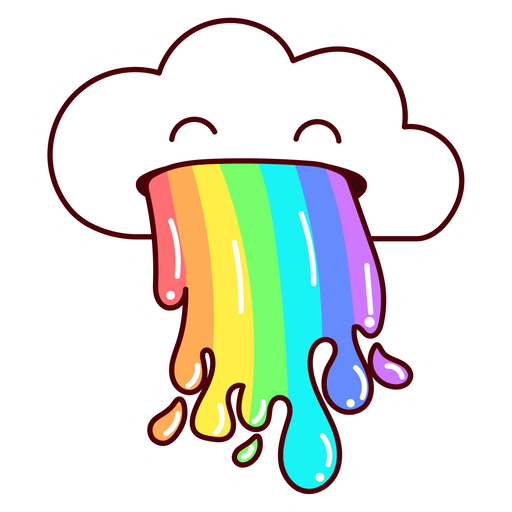 Cloud Throws Up Rainbow Sticker
