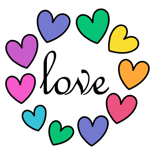 Colorful Hearts of Love Sticker