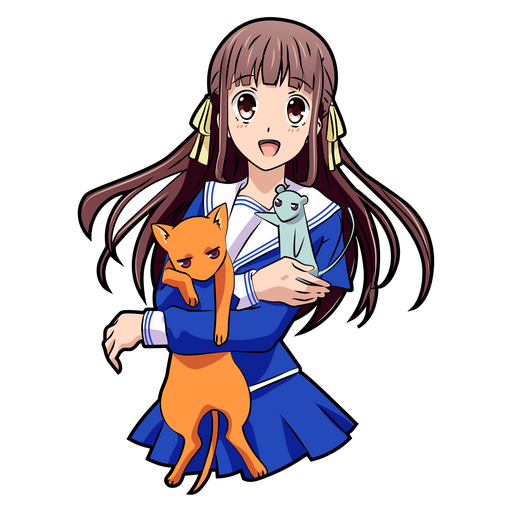 here is a Fruits Basket Tohru Honda With Kyo and Yuki Sticker from the Anime collection for sticker mania