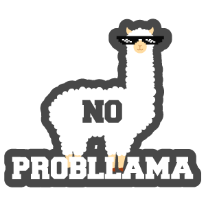 cool and cute No Prob Llama Sticker for stickermania