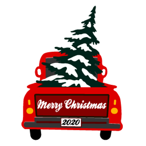 Red Christmas Truck Sticker